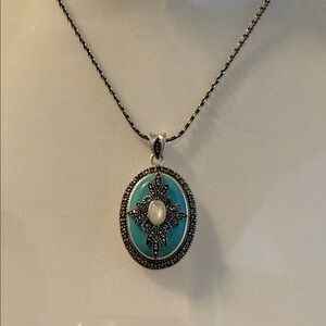 Kohl's Turquoise and Silver Pendant Necklace